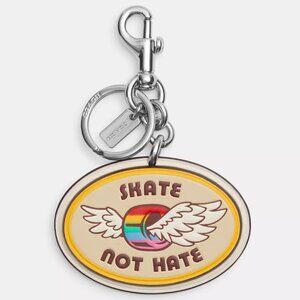 Coach Skate Not Hate Bag Charm In Rainbow Signature Canvas